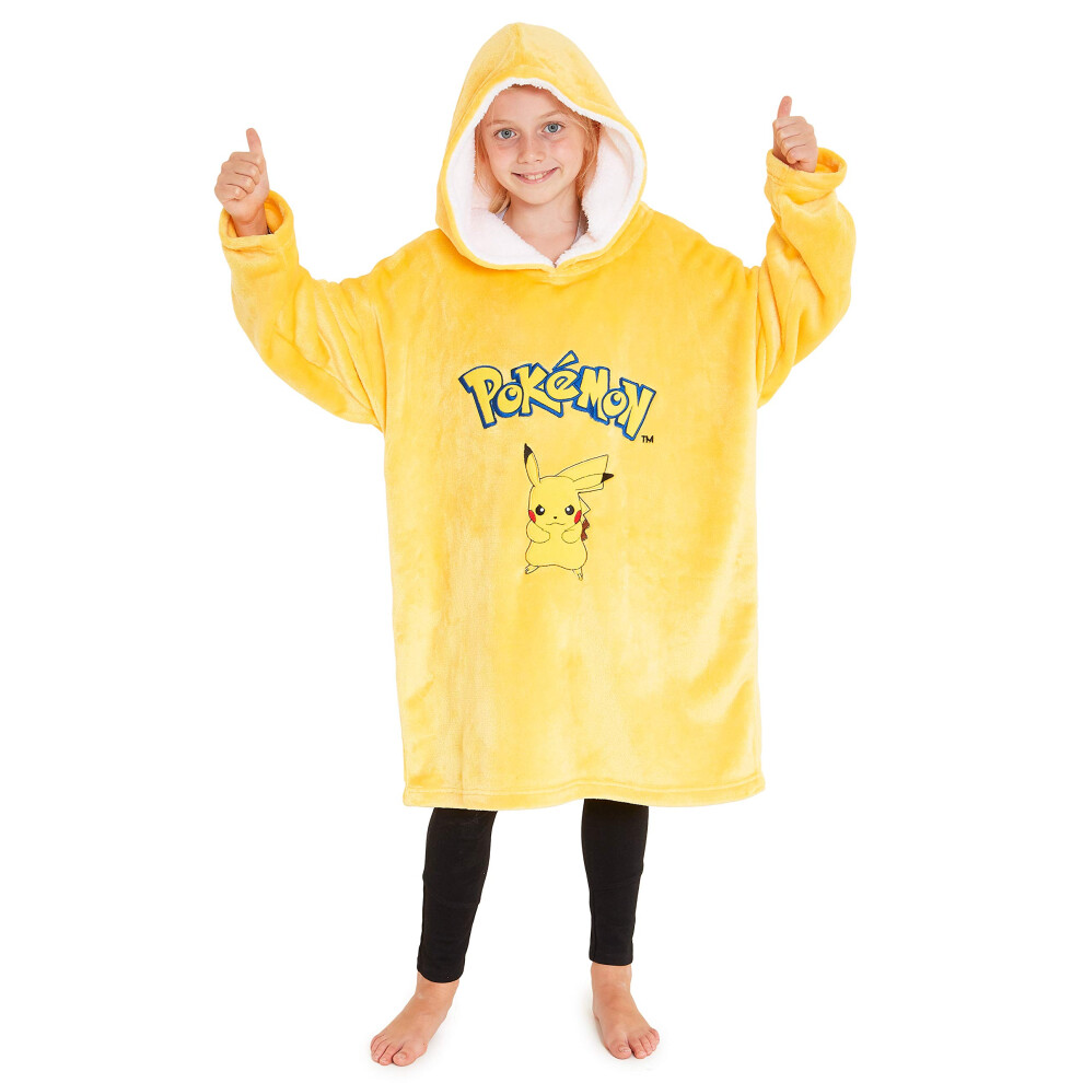 Pokémon Pokemon Hoodie For Boys Pikachu Oversized Blanket Hoodie Teenegers Fleece Poncho (Yellow) Yellow