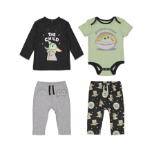 STAR WARS The Mandalorian The Child Baby Jongens 4-delige babyuitzetset: bodysuit T-shirt broek Mix N' Match 3-6 maanden
