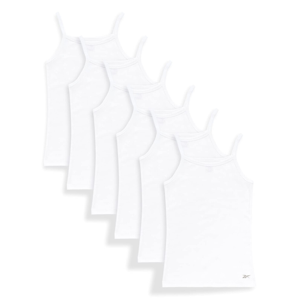 Reebok Girls' Undershirt - Cotton Cami Tank Top (6 Pack)  Size 16-18  White