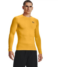 Under Armour Uomo T-Shirt Compression a Maniche Lunghe HeatGear, Steeltown Gold/Nero, X-Large