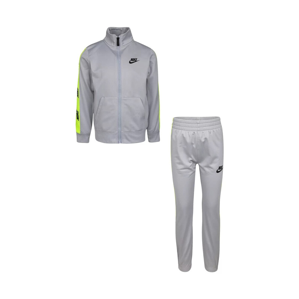 Nike Boy's Logo Taping Jacket and Pants Two-Piece Track Set (Little Kids) Light Smoke Grey 6 Little Kid