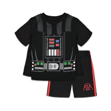 STAR WARS Darth Vader Costume da bambino grande, maglietta, pantaloncini e mantello, 3 pezzi, nero, taglia 8