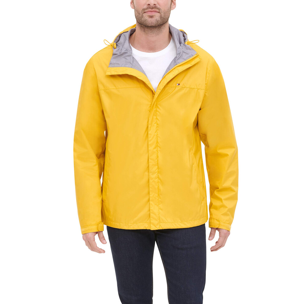 Tommy Hilfiger mens Lightweight Breathable Waterproof Hooded Jacket Raincoat  Yellow  X-Small US