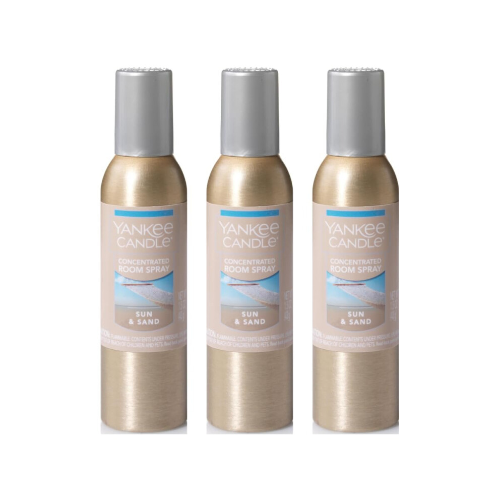 Yankee Candle Concentrated Air Freshener Room Spray  Odor Eliminator for Home  Bathroom  Sun & Sand  1.5 Oz (Pack of 3)