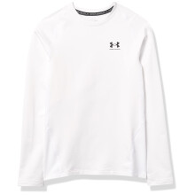 Under Armour T-shirt à manches longues ColdGear Armour pour garçons, Blanc (100)/Noir, Jeune Moyen