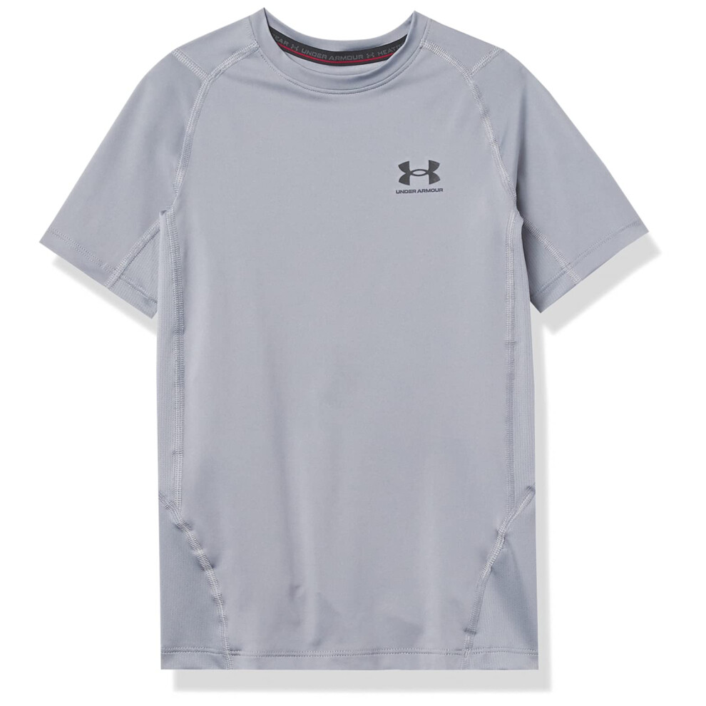 Under Armour Boys Heatgear Armour Short-Sleeve T-Shirt, Steel (035)/Black, Small