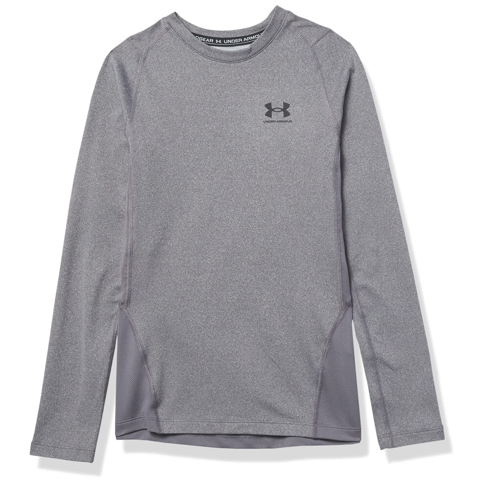 Under Armour Boys' ColdGear Armour Long Sleeve T-Shirt  Charcoal Light Heather (019)/Black  Youth Large