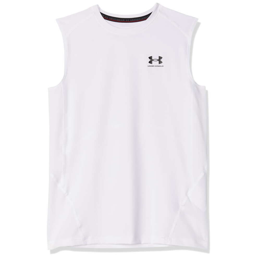 Under Armour Boys HeatGear Armour Sleeveless T-Shirt  White (100)/Black  X-Large