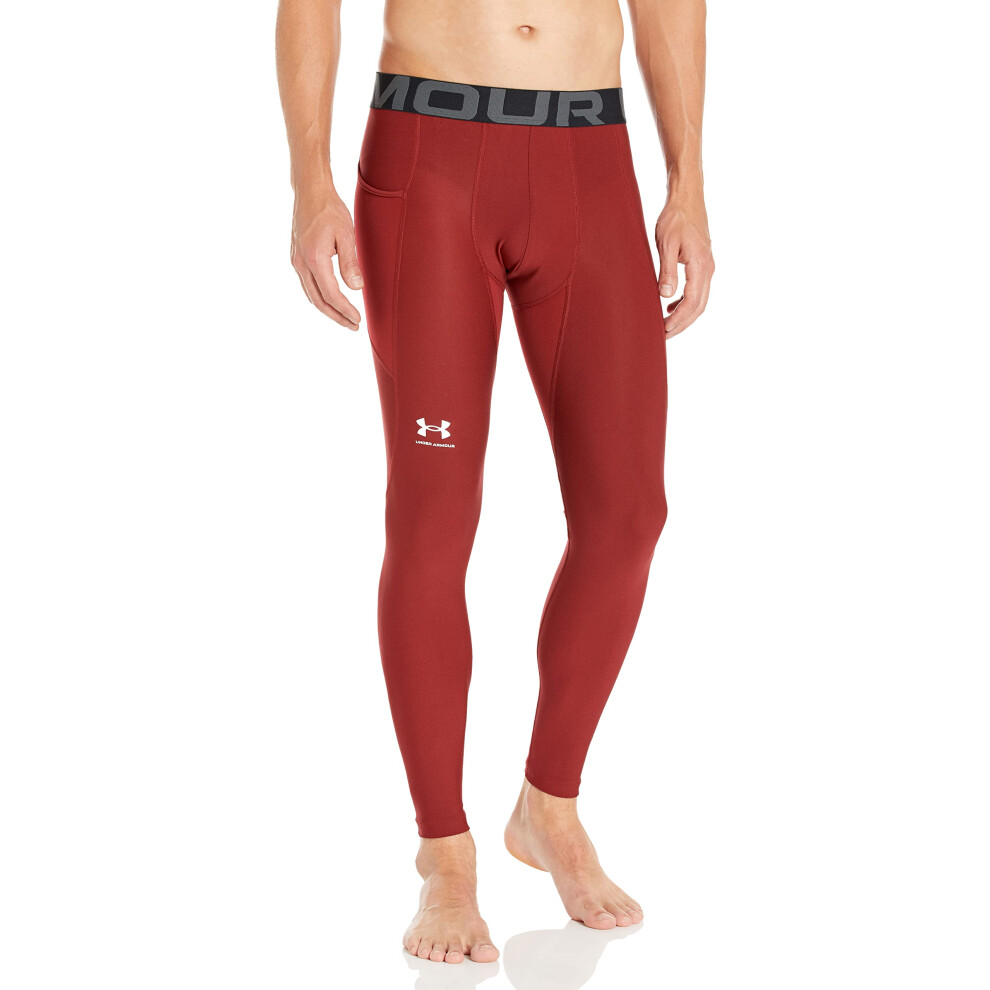 Under Armour Men's Heatgear Armour Leggings, Cardinal (625)/White, X-Large