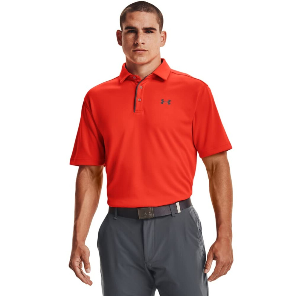 Under Armour Men's Tech Golf Polo Phoenix Fire (296)/Pitch Gray Large