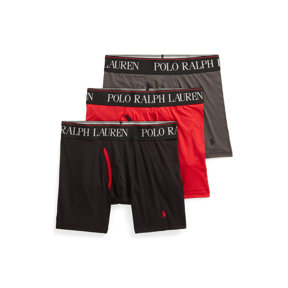 POLO RALPH LAUREN 3-Pack 4D-Flex Cool Microfiber Boxer Briefs Charcoal Grey SM