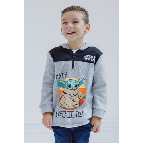 Star Wars Star Wars The Child Big Boys polar Half Zip Pullover Blue Grey 14-16 2