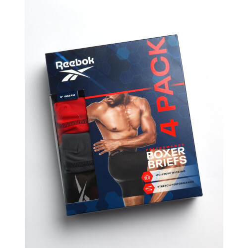Reebok Reebok Ανδρικά Σκεπάσματα - Performance Boxer Briefs (4 Πακέτο), Μέγεθος Μedium, ΜαύροΚόκκινοΓκρι 1
