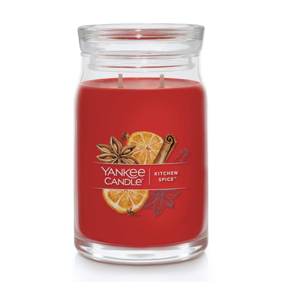 Yankee Candle Kitchen Spice Scented  Signature 20oz Large Jar 2-Wick Candle  Over 60 Hours of Burn Time