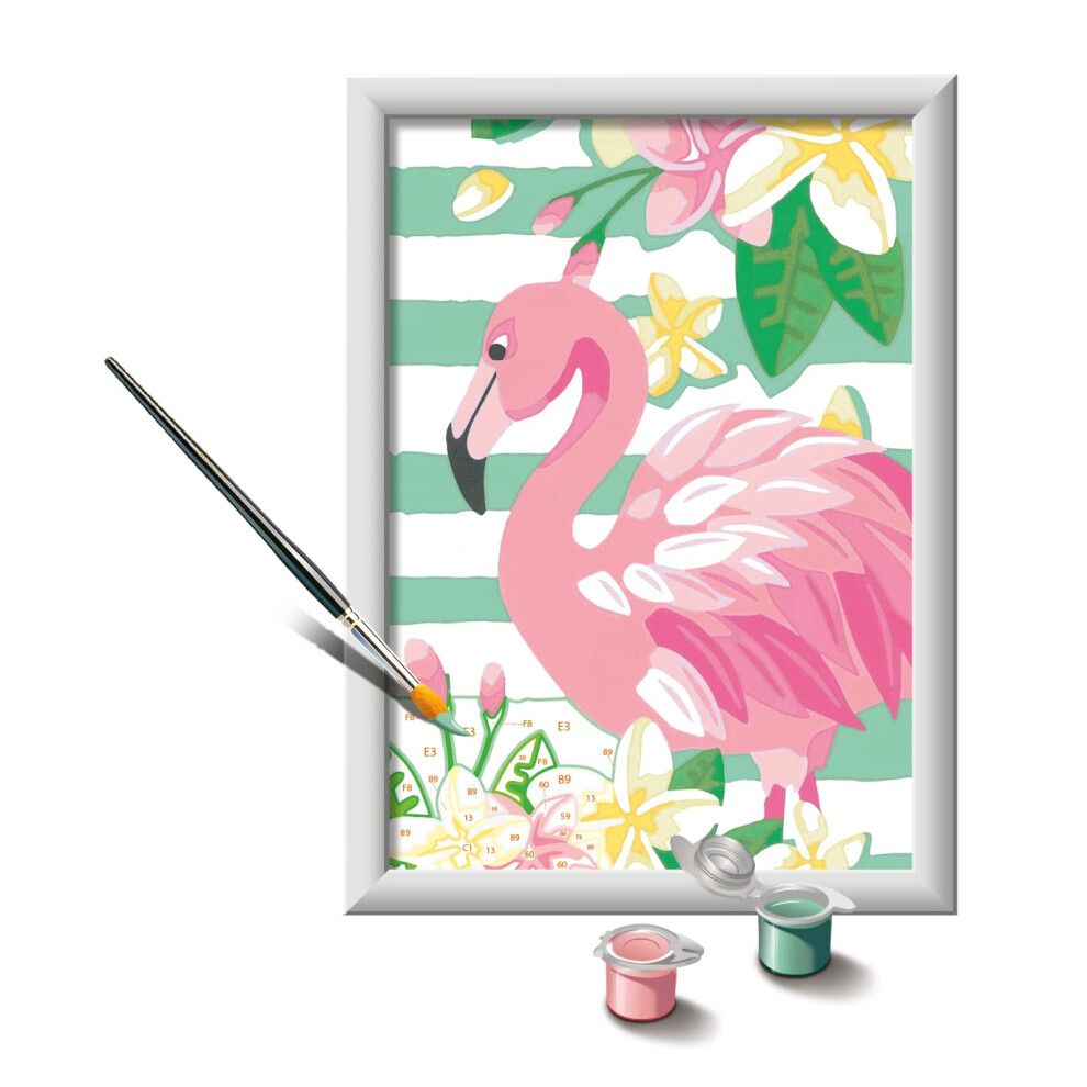 Ravensburger CreArt Think Pink Paint by Numbers Kit for Kids & Adults - All-Inclusive DIY Painting Kit Canvas | Detailed Flamingo Artwork | Ideal for