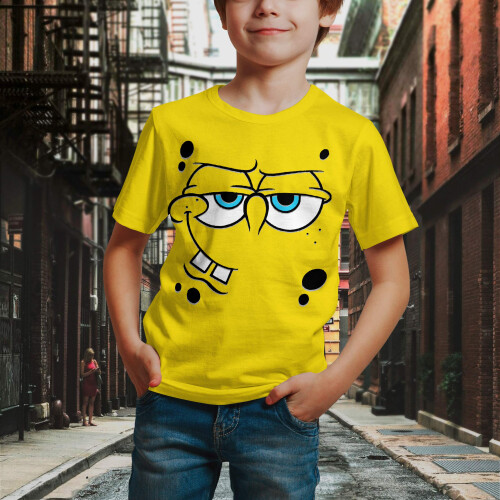 Nickelodeon Spongebob Squarepants Θυμωμένος Μιμητής Μεγάλο Τ-Shirt για Παιδιά - Μedium Κίτρινο 1