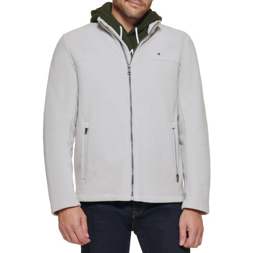 Tommy Hilfiger Tommy Hilfiger Herren Classic Zip Front Fleecejacke, Schwarz/Grau, X-Large