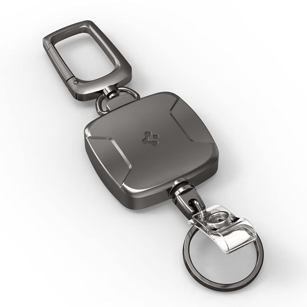 Spigen Life Retractable Heavy Duty Metal Body Carabiner Keychain ID Badge Holder Reel Clip for Card Holder