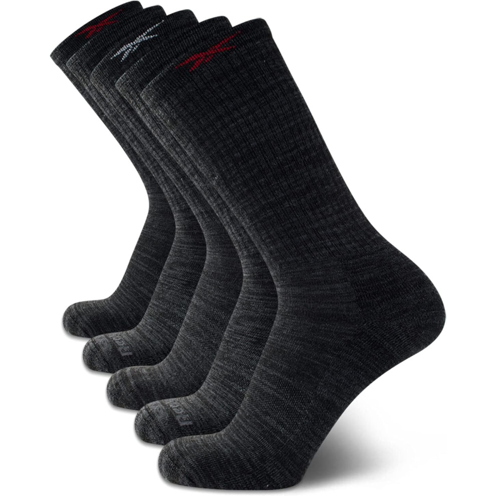 Chaussettes hautes Reebok Cushioned Comfort Athletic Performance pour homme (lot de 5), pointures 39-42, gris cendr