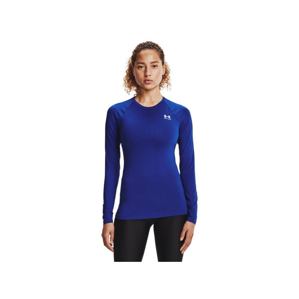 Under Armour Women's Heatgear Compression Long-Sleeve T-Shirt, Royal (400)/White, Medium