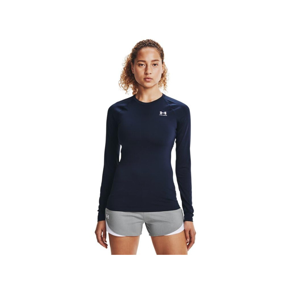 Under Armour Women's HeatGear Compression Long-Sleeve T-Shirt  Midnight Navy (410)/White  X-Large