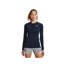 Under Armour Dam HeatGear Kompressions T-shirt med Lång Ärmar, Midnight Navy (410)/Vit, Small
