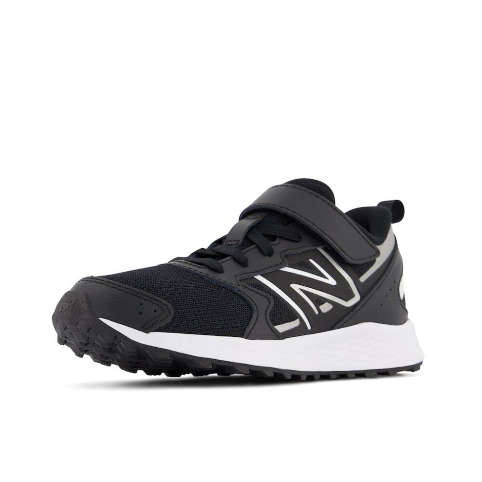 New Balance Kids Fresh Foam 650 V1 Bungee Lace with Top Strap Running Shoe  Black/Metallic Silver/White  5.5 US Unisex Toddler