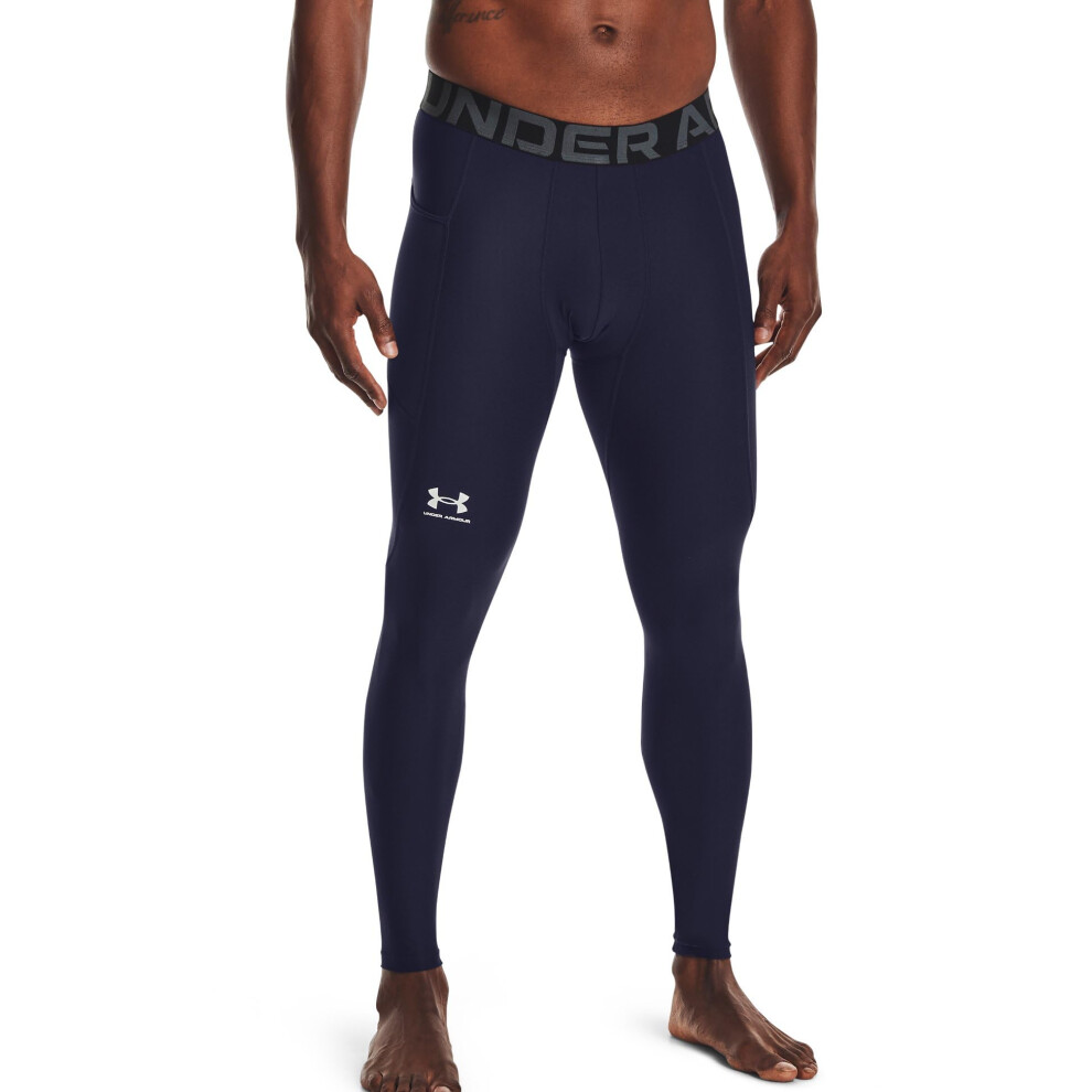 Under Armour Men's Heatgear Armour Leggings, Midnight Navy (410)/White, Medium Tall