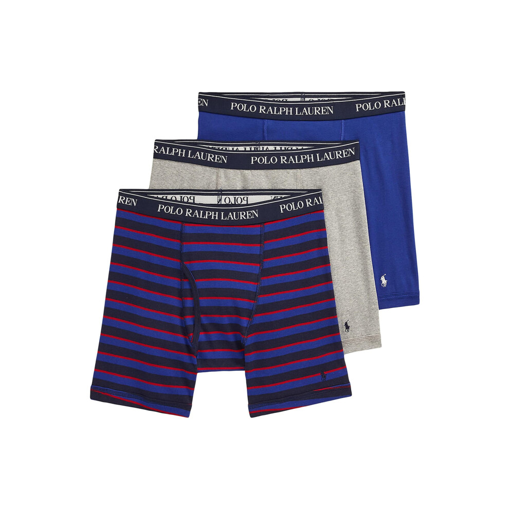 POLO RALPH LAUREN Classic Fit w/Wicking 3-Pack Boxer Briefs Regency Stripe/Rugby Royal/Andover Heather MD