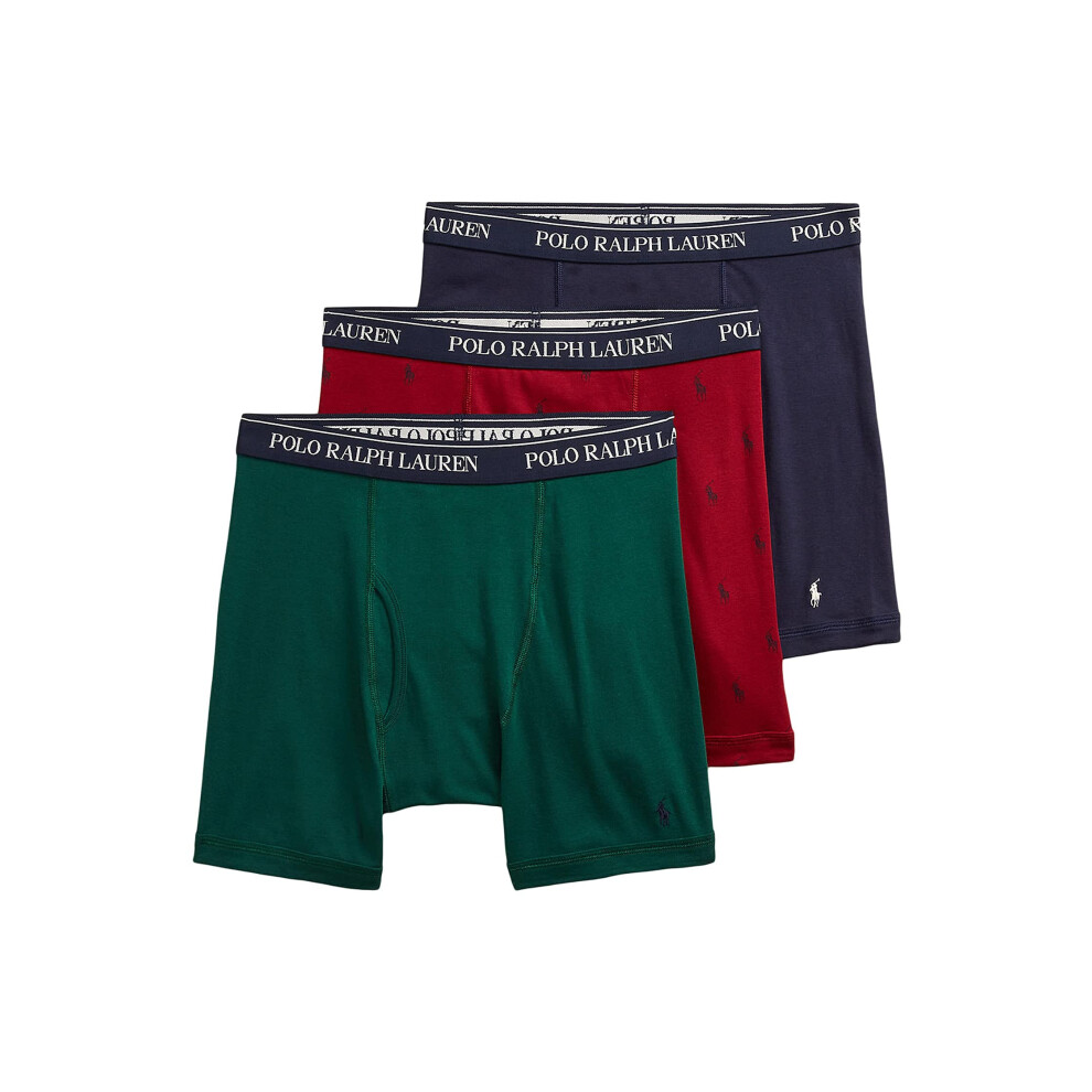 POLO RALPH LAUREN Classic Fit w/Wicking 3-Pack Boxer Briefs Hunter Green/Holiday Red/Cruise Navy Aopp/Cruise Navy MD