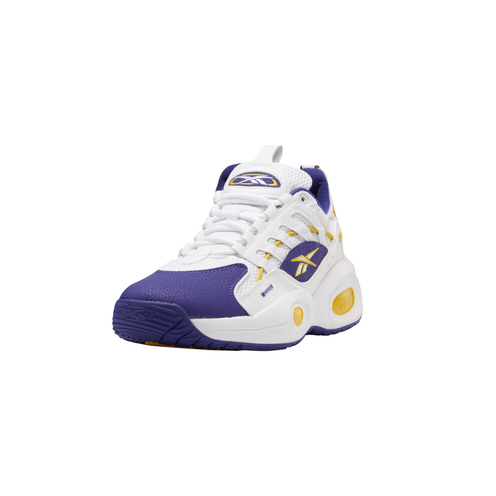 Reebok unisex adult Solution Mid Cross Trainer  White/Bold Purple/Always Yellow  11.5 Women 10 Men US