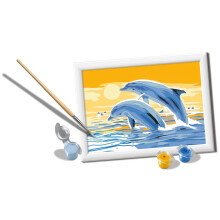 Ravensburger CreArt Delightful Dolphins Paint by Numbers Kit voor kinderen - Schilderkunst en knutselen voor kinderen vanaf 7 jaar, veelkleurig nico