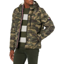 Chaqueta Puffer con Capucha de Tommy Hilfiger para Hombre, Resistente al Agua, Camuflaje, Pequeña