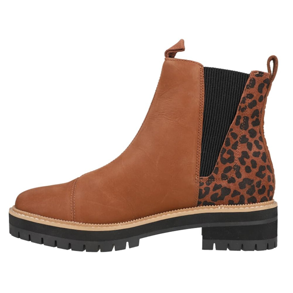 TOMS Womens Dakota Leopard-Cheetah Pull On Casual Boots Ankle Mid Heel 2-3"""" - Brown - Size 7.5 B