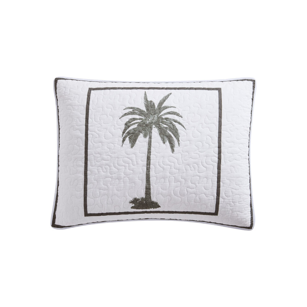 Tommy Bahama | Palm Island Collection | Sham - 100% Cotton Soft & Breathable With Envelope Closure Pre-Washed For Added Softness King Grey