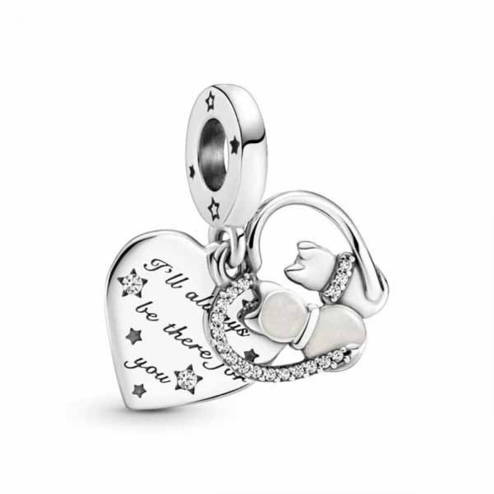 Pandora Cats & Hearts Dangle Charm - Compatible Moments Bracelets - Jewelry for Women - Gift for Women - Made with Sterling Silver  Cubic Zirconia & E