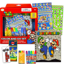 Zestaw szkicownika Nintendo Super Mario dla malych dzieci ~ 3-czesciowy pakiet z naklejkami do dziennika do kolorowania Mario i nie tylko (zestaw