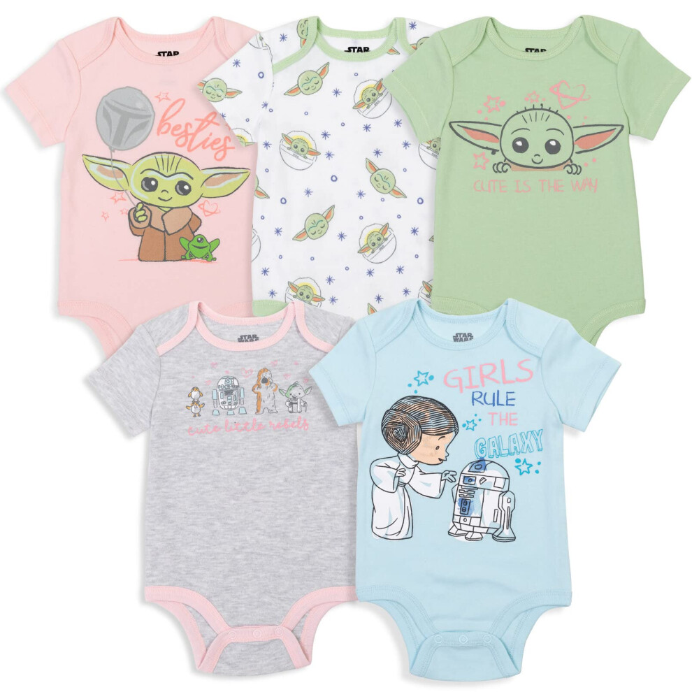 STAR WARS The Mandalorian The Child Newborn Baby Girls 5 Pack Short Sleeve Baby Bodysuits Baby Grogu