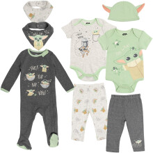 STAR WARS The Mandalorian The Child Neonato Body Sleep N' Play Pantaloni Cappello e bavaglini Set completo da 8 pezzi 3-6 mesi