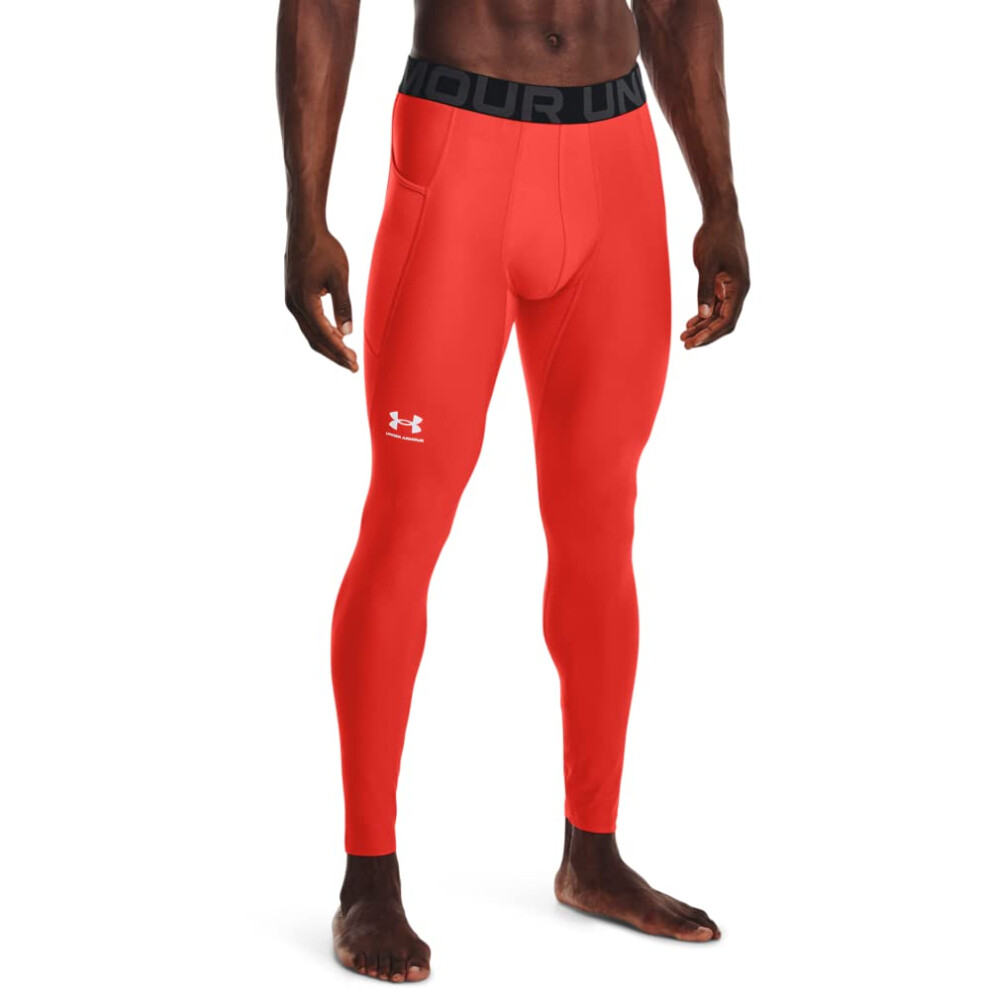 Under Armour Men's HeatGear Armour Leggings  (860) Dark Orange / / White  X-Large Tall