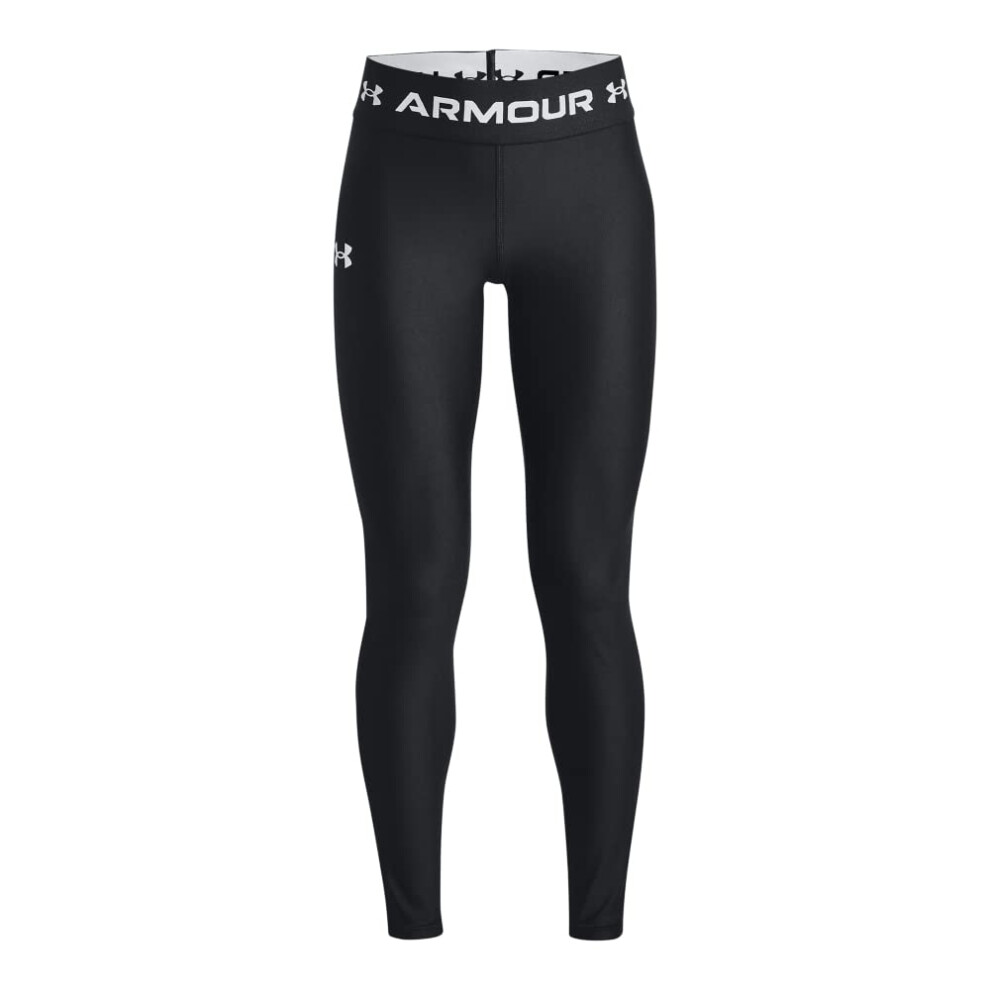 Under Armour Girls' Heatgear Armour Full Length Legging (001) Black / / White Youth X-Large