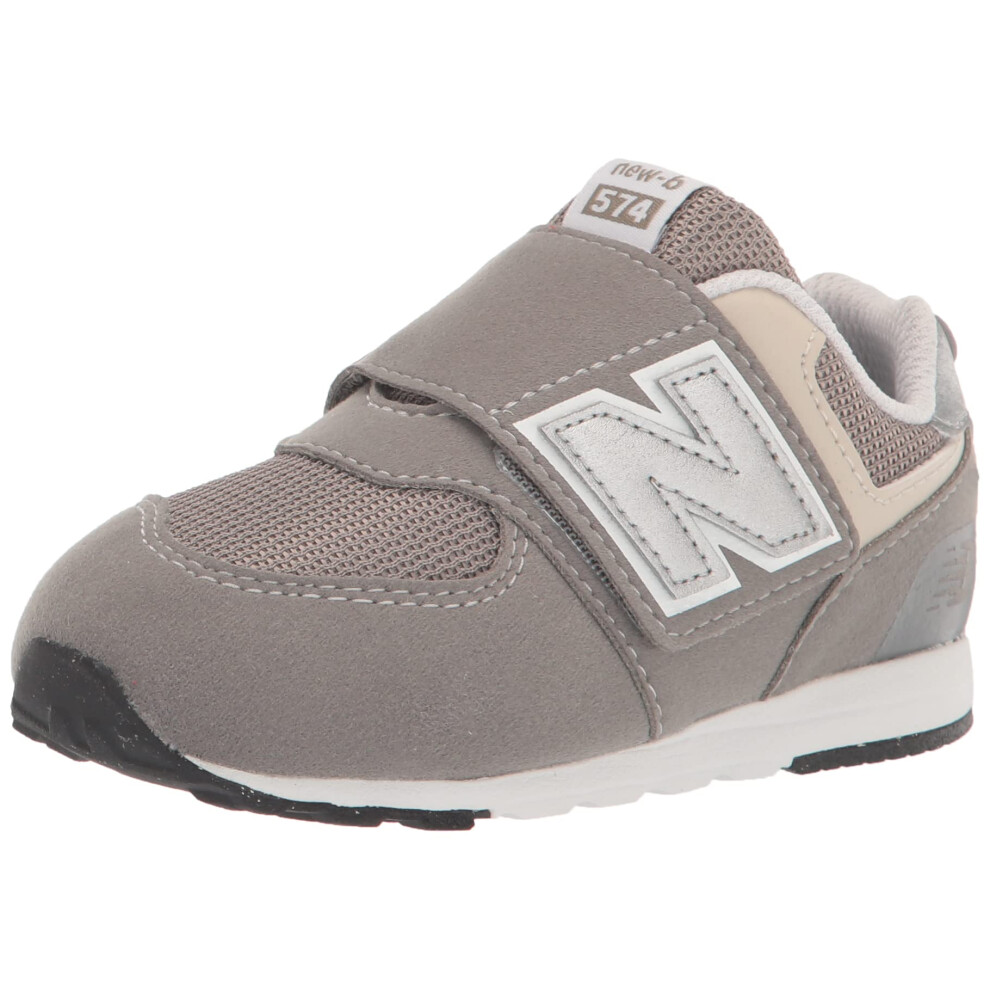 New Balance Kid's 574 V1 New-b Hook and Loop Sneaker  Rain Cloud/Silver Metallic  5.5 Wide Toddler