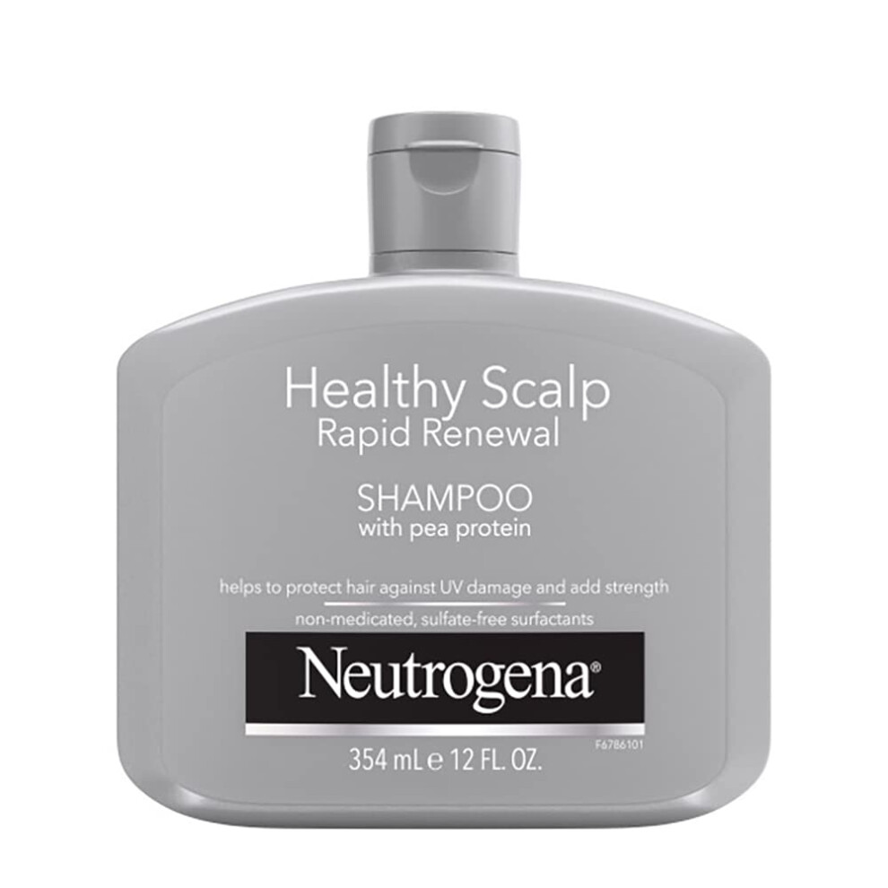 Neutrogena Healthy Scalp Rapid Renewal Shampoo with Pea Protein  UV Damage Protection for Strong  Healthy Hair  Fragrance Free  White  12 fl oz