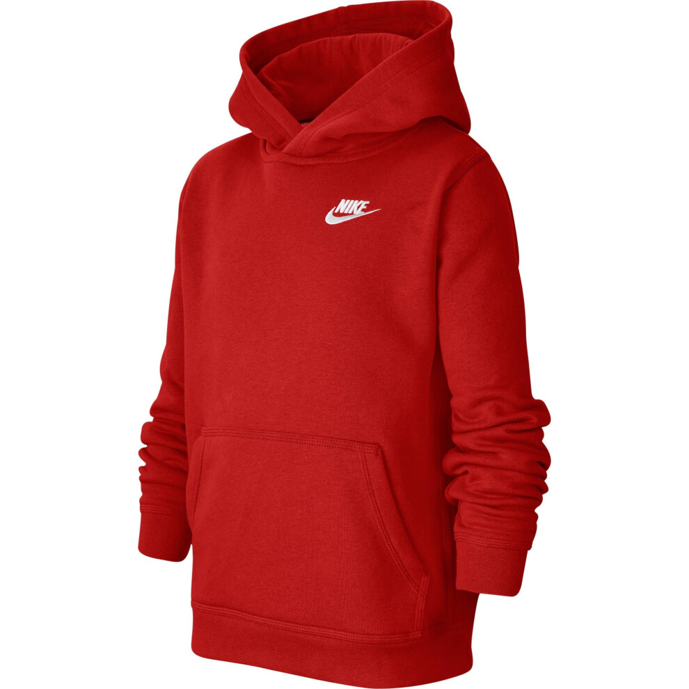 Nike Boys NSW Pull Over Hoodie Club Youth Kids (University Red/White  6)