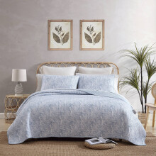 Tommy Bahama - Decoracin del dormitorio de algodn reversible de colchas reina con ropa de cama costera a juego con versiones costeras con textura (