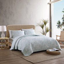 Tommy Bahama - Casa de algodn reversible de colchas gemelas con decoracin del hogar de Tropical TOMA TOMA TOMA TOMA TRAPICA (Palmday Grey) Rey verd