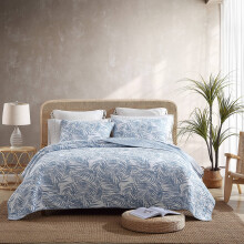 Tommy Bahama - Queen Quilt Set Redding reversible de algodn con Shams a juego Tropical durante toda la temporada Decoracin del hogar (Palmday Mediu