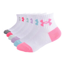 Calcetines cortos Under Armour para niñas, blancos (pack de 6), 4-6 US