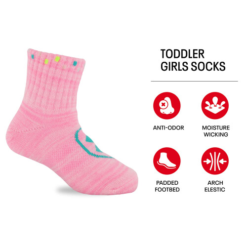 Under Armour Flickor Multipack Kvarter Socker, Rosa Hjärtan, 2-4T US 1