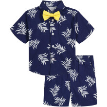 Tommy Hilfiger Baby Boy'n 4-osainen juhlapukusetti, johon kuuluu paita, mekko, housut, liivi ja solmio, sininen, 6-9 kuukautta